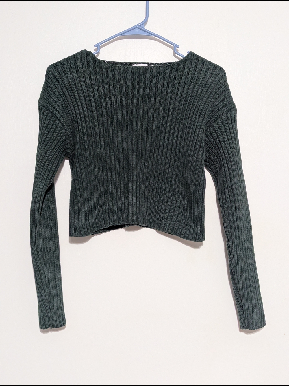 Princess Polly Ribbed Cropped Boatneck Sweater - Dark Green
